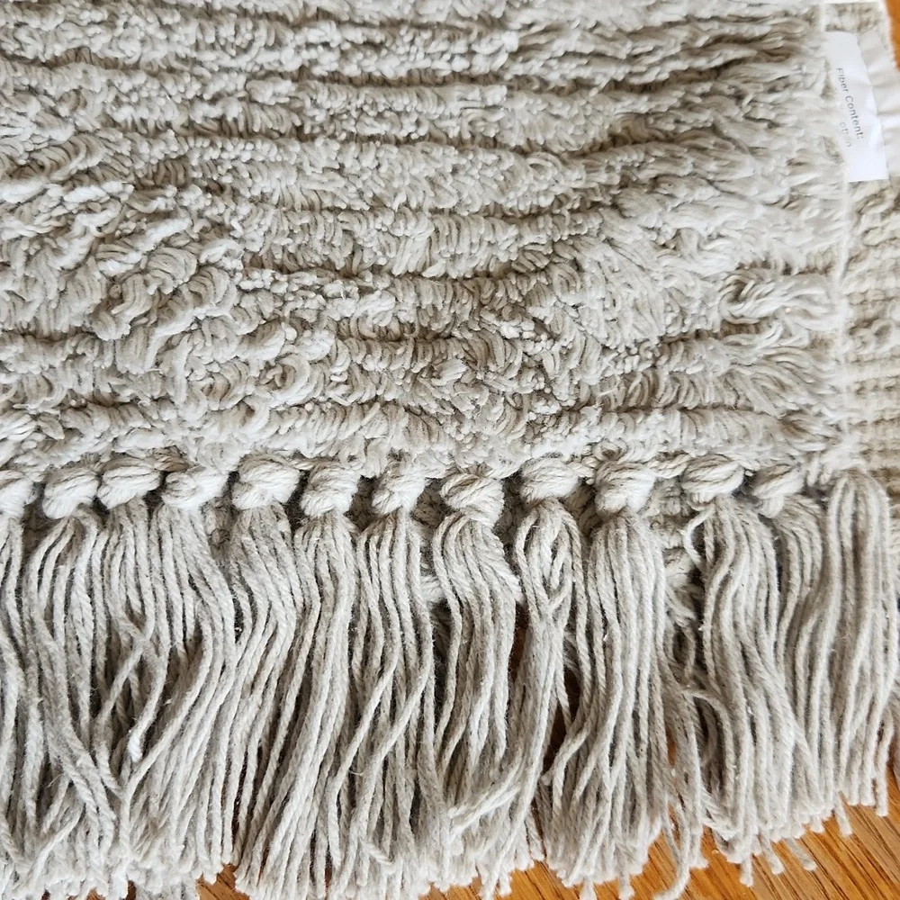 Boho Bath Mat‎ Rug with Tassels Gray Cotton